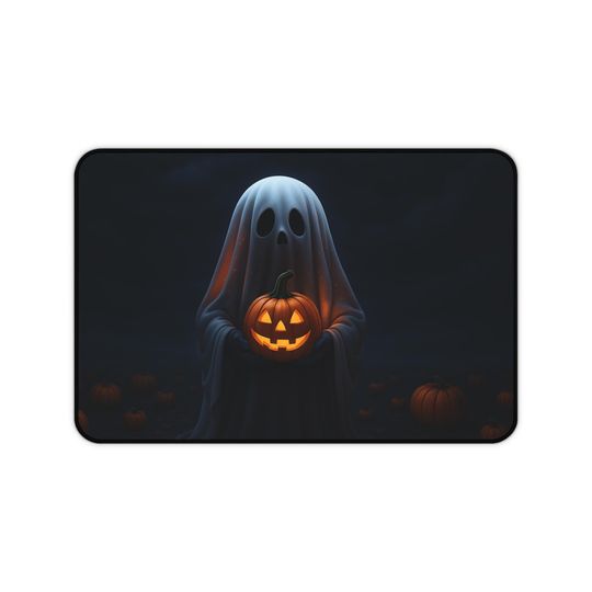 Spooky Ghost Jack-o'-Lantern Mouse Pad: Halloween Desk Mat