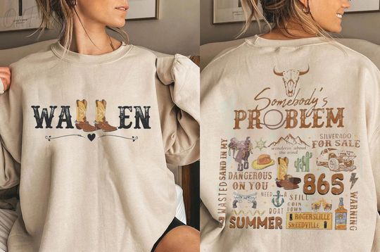 Vintage Western Cowboy Shirt - Retro 90s Style Wallen Sweatshirt