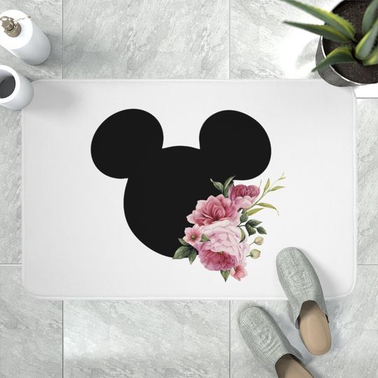 Memory Foam Bath Mat / Mickey Spring Flowers / Disney Inspired Home Decor