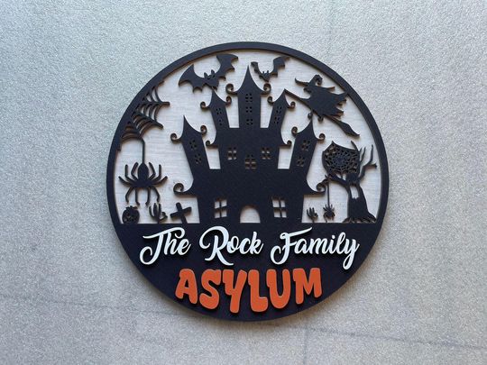 Personalized Wooden Halloween Family Sign: Haunted House Decor