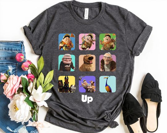 Disney Up Characters Shirt, Dug, Carl and Ellie Shirt
