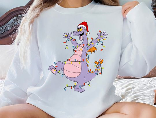Disney Figment Christmas Lights Sweatshirt, Vintage Figment Epcot Center 90's Style Sweatshirt