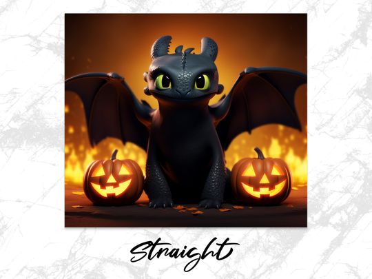 Toothless Halloween Tumbler Wrap Bundle 20 oz Skinny Sublimation Toothless