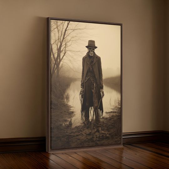 Zombie Skeleton Wall Art, Marsh Vintage Photography Gothic Wall Decor