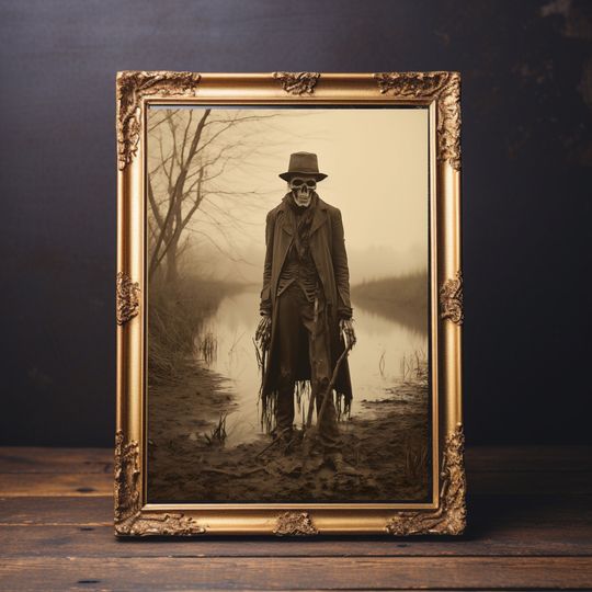 Zombie Skeleton Wall Art, Marsh Vintage Photography Gothic Wall Decor