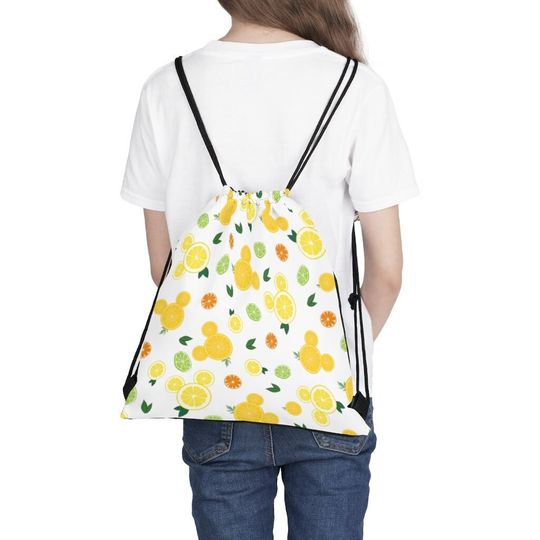 Hidden Mickey Citrus Drawstring Bag, Disney Accessory