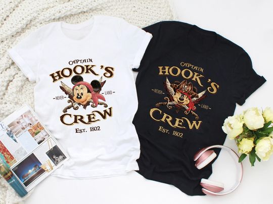Captain Hooks T-Shirt, Pirate Crew Est 1802 Logo Tee, Family Matching Disney Shirt