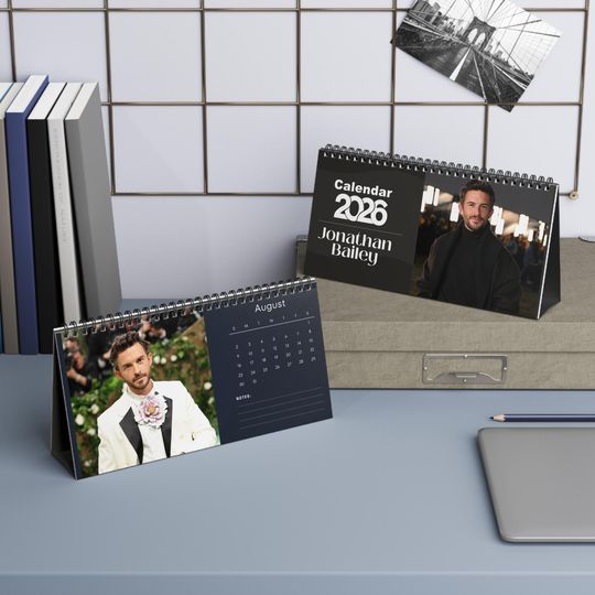 Jonathan Bailey 2026 Desk Calendar | Premium Spiral Bound Celebrity Photo Calendar | Collectible Fan Gift | Stylish Desk & Office Dcor