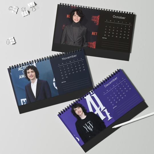 Finn Wolfhard 2026 Desk Calendar | Stranger Things Star | Celebrity Fan Gift | Cool Actor Desk Dcor | Collectible Photo Calendar