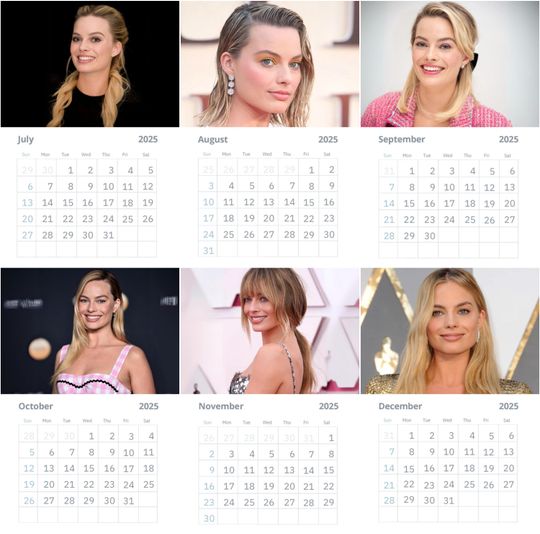 Margot Robbie Wall Calendar 2025 Large, Fan gift,  Barbie, Wolf of Wall Street, Suicide Squad