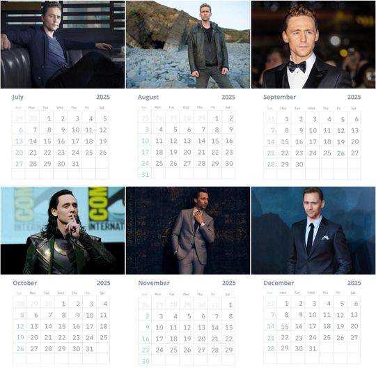 Tom Hiddleston Wall Calendar 2025