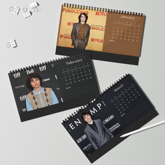Finn Wolfhard 2026 Desk Calendar | Stranger Things Star | Celebrity Fan Gift | Cool Actor Desk Dcor | Collectible Photo Calendar