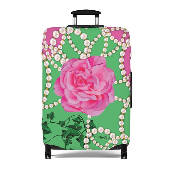 AKA Sorority Pink and Green Luggage Cover