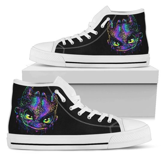 Toothless High Top Sneakers, Train Dragon Shoes
