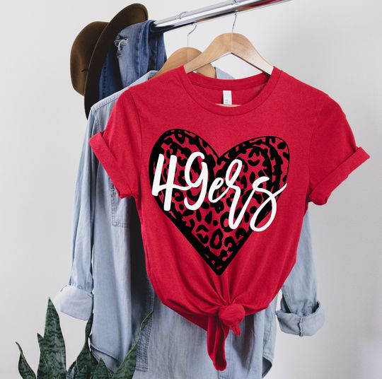 49ers Mascot Svg, 49ers Heart Love Leopard tshirts