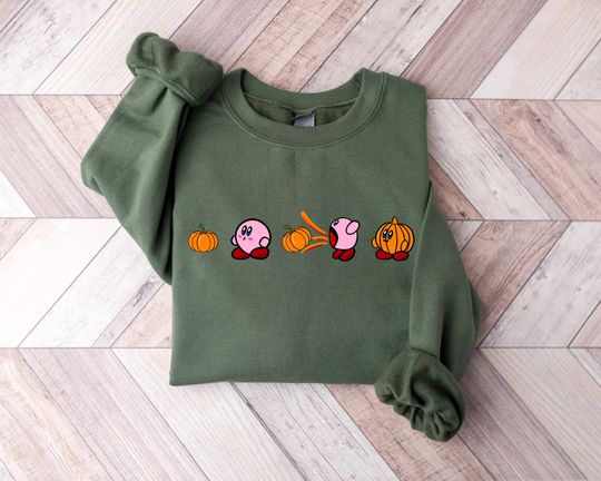 Kirby Pumpkin Sweatshirt, Funny Fall Sweatshirt, Funny Halloween Shirt
