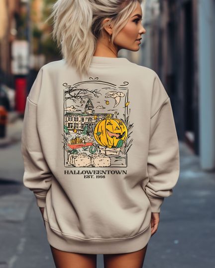 Vintage Halloweentown University Est 1998 Front and Back Sweatshirt