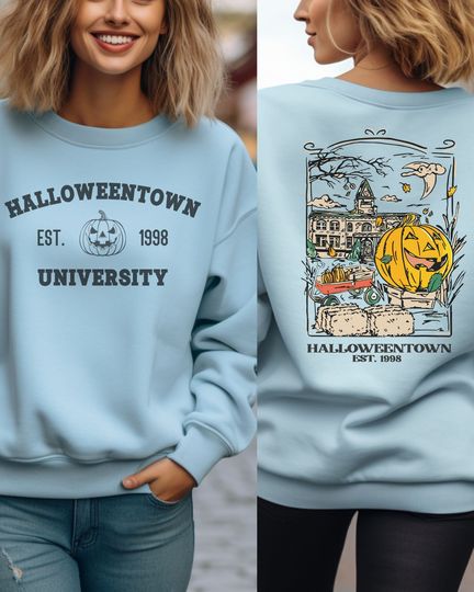 Vintage Halloweentown University Est 1998 Front and Back Sweatshirt