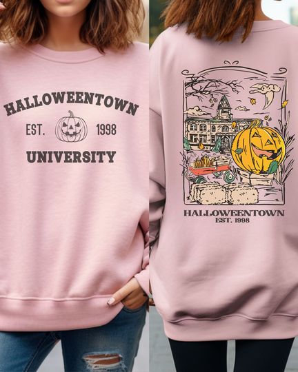 Vintage Halloweentown University Est 1998 Front and Back Sweatshirt