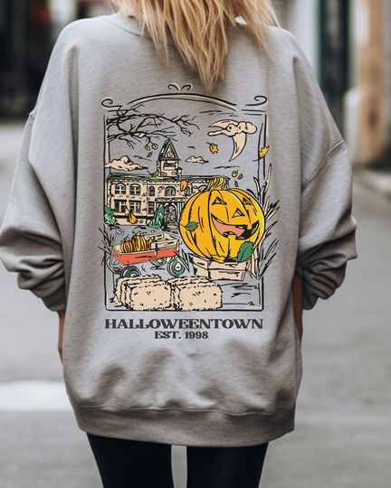 Vintage Halloweentown University Est 1998 Front and Back Sweatshirt