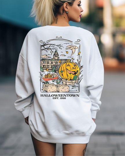 Vintage Halloweentown University Est 1998 Front and Back Sweatshirt