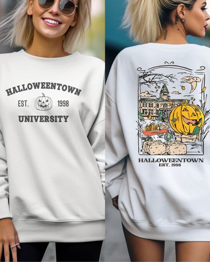 Vintage Halloweentown University Est 1998 Front and Back Sweatshirt