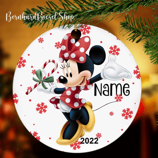 Personalized Minnie Mouse Ornament, Disney Christmas Ornament