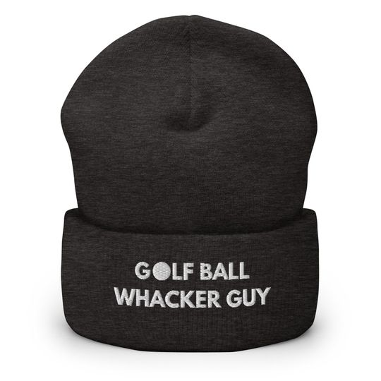 Golf Ball Whacker Guy Beanie: Funny Embroidered Cuffed Hat