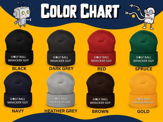 Golf Ball Whacker Guy Beanie: Funny Embroidered Cuffed Hat