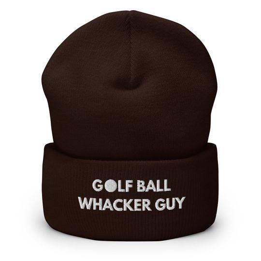 Golf Ball Whacker Guy Beanie: Funny Embroidered Cuffed Hat