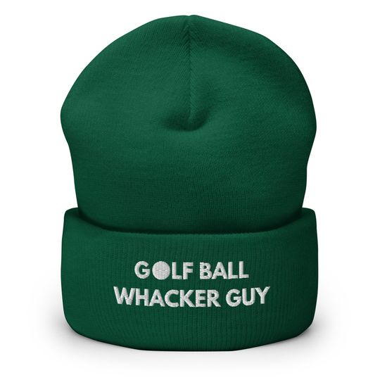 Golf Ball Whacker Guy Beanie: Funny Embroidered Cuffed Hat