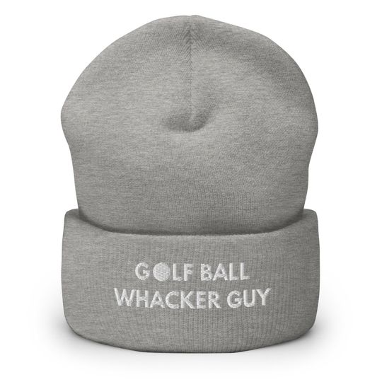 Golf Ball Whacker Guy Beanie: Funny Embroidered Cuffed Hat