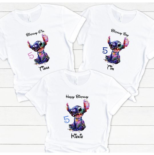 Lilo and Stitch Birthday Shirt, Stitch and Angel Personalised Shirt