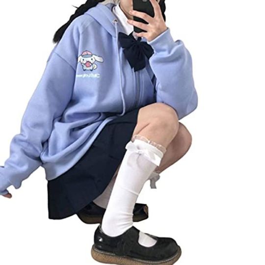 Kuromi Cinamoroll Hoodie Anime Print Cute Kawaii Zip Up Hoodie