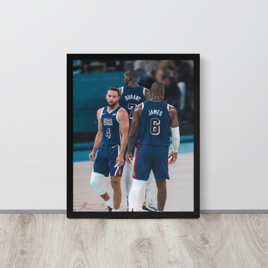 LeBron, KD, Steph Curry Olympics Framed Poster NBA Print  Gift for NBA Fan