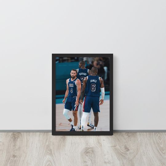 LeBron, KD, Steph Curry Olympics Framed Poster NBA Print  Gift for NBA Fan