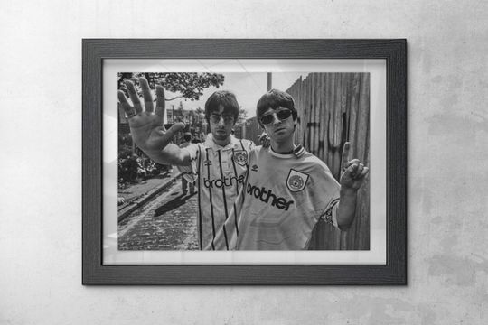 Liam Gallagher and Noel Gallagher Man City Poster, Home Decor