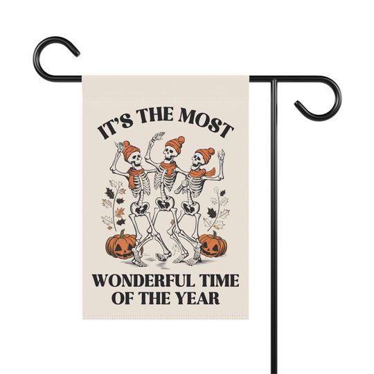 Skeleton Halloween Garden Flag, Spooky Garden Flag, Halloween House Banner, Fall Yard Flag, Spooky Garden Decor, Goth Garden, Halloween Sign