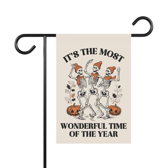 Skeleton Halloween Garden Flag, Spooky Garden Flag, Halloween House Banner, Fall Yard Flag, Spooky Garden Decor, Goth Garden, Halloween Sign