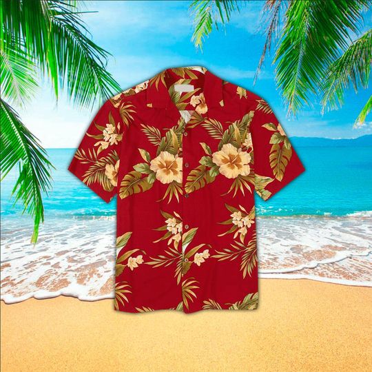 Hibiscus Vintage Red Hawaiian Shirt