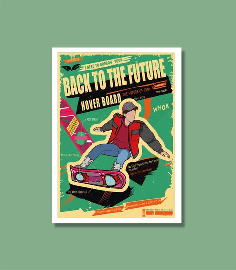 Back to The Future Poster -  Hoverboard Poster- Hoverboard - Hoverboard Marty Mcfly