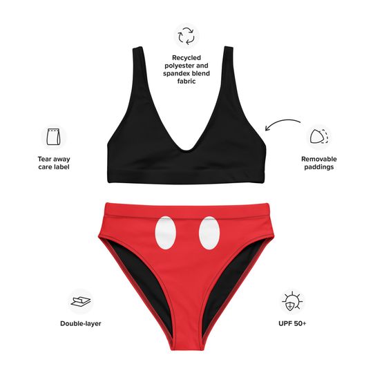 The Mouse Recycled high-waisted bikini, Cute Bikini Set, Recycled high-waisted bikini