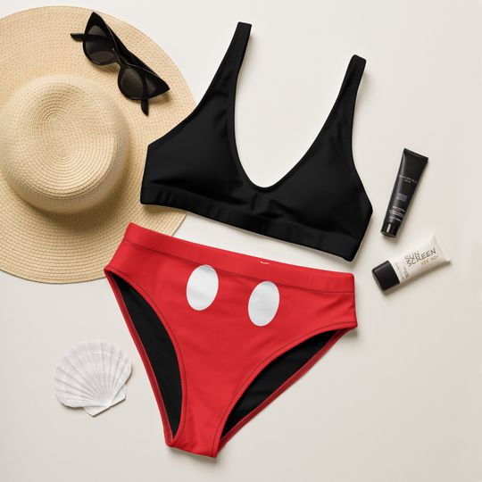 The Mouse Recycled high-waisted bikini, Cute Bikini Set, Recycled high-waisted bikini
