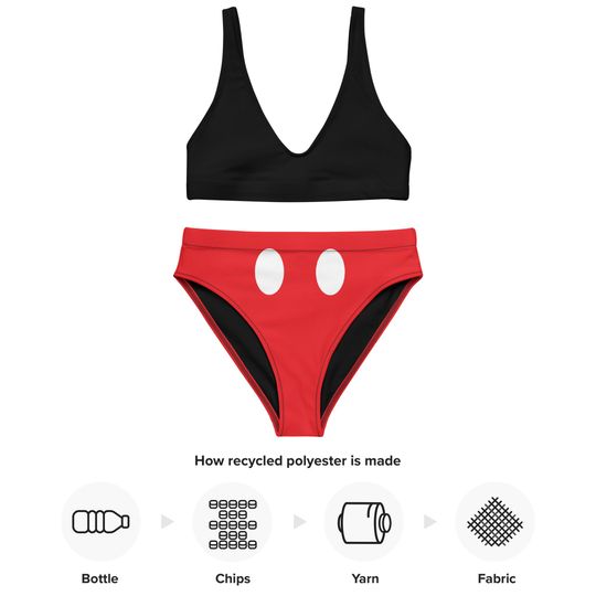 The Mouse Recycled high-waisted bikini, Cute Bikini Set, Recycled high-waisted bikini