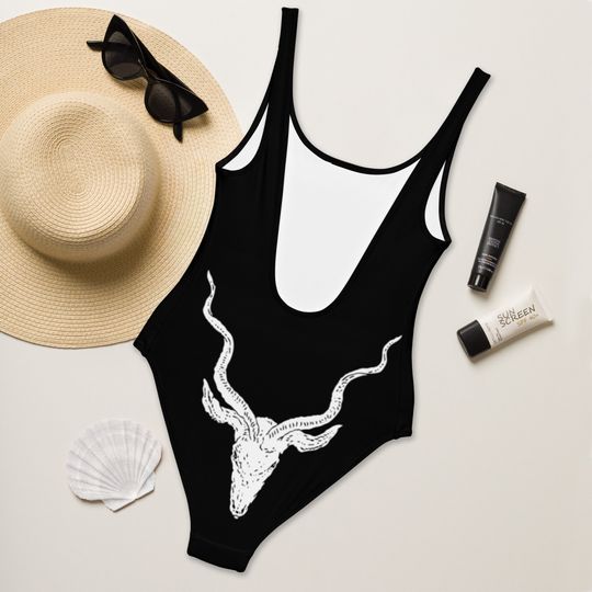 Goth One Piece Swimsuit/ Black One-Piece Swimsuit/ Bodysuit/