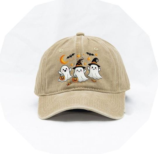 Embroidered Halloween Ghost Cap, Fun Spooky Ghosts Baseball Hat