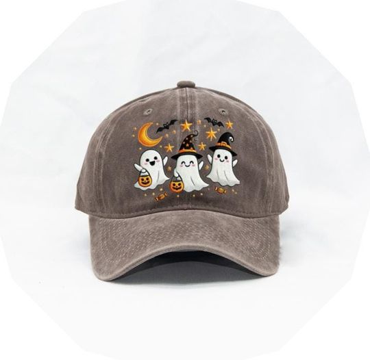 Embroidered Halloween Ghost Cap, Fun Spooky Ghosts Baseball Hat