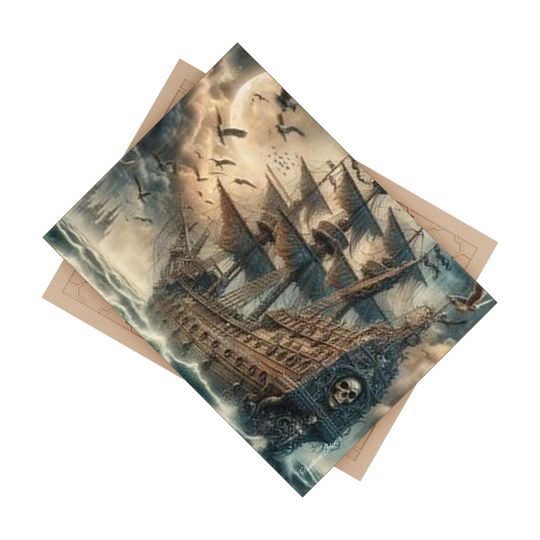 Pirate Ship in the Storm Ceramic Photos Tile, Home Decor