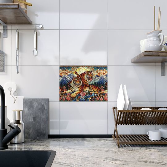 Tigers Ceramic Photos Tile, Home Decor