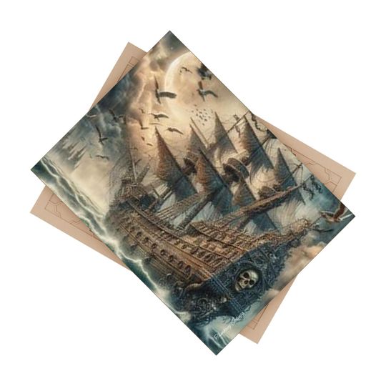 Pirate Ship in the Storm Ceramic Photos Tile, Home Decor